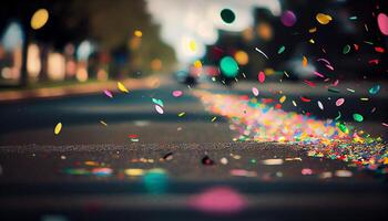 rue de le ville avec confettis couleurs ,génératif ai photo