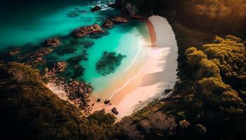 la nature bleu beauté littoral, eau, et le sable ,génératif ai photo