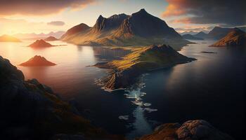 natures beauté dévoilé Montagne et l'eau dans paysage ,génératif ai photo