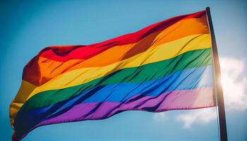 lgtbiq drapeau agitant dans liberté vent ,génératif ai photo