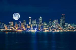 Seattle et l'horizon de la lune photo