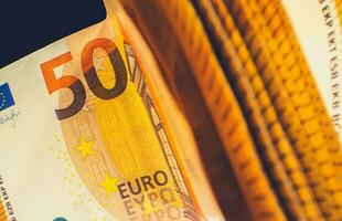 euro en espèces argent proche en haut photo