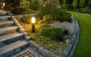 rocaille arrière-cour jardin LED lumière éclairage photo