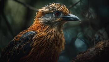 majestueux faucon se percher sur bifurquer, à la recherche à caméra avec petits et brillants œil généré par ai photo