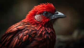 vibrant faucon se percher sur bifurquer, proche en haut de coloré plumes généré par ai photo