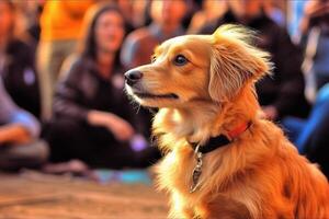 chien dans réel vie, content moment avec animal de compagnie ai génératif photo