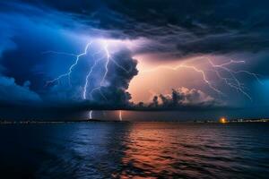 une orage plus de le océan ai génératif photo