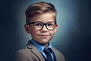 portrait une garçon portant des lunettes de soleil ai génératif photo