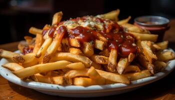 Profond frit gourmet repas, mauvais pour la santé mais délicieux généré par ai photo