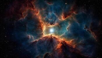 embrasé étoile champ orbites spirale galaxie dans espace généré par ai photo