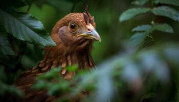 oiseau de proie se percher sur bifurquer, en train de regarder généré par ai photo