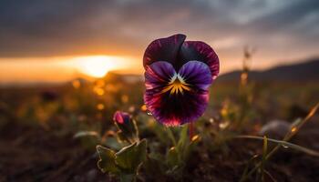 vibrant fleurs sauvages Prairie dans le été Soleil généré par ai photo