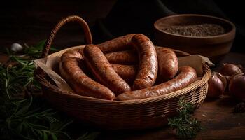 grillé porc et bœuf, fumé pour fraîcheur généré par ai photo