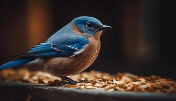 petit mésange se percher sur bifurquer, hiver tranquillité généré par ai photo