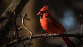 nord cardinal se percher sur bifurquer, vibrant couleurs généré par ai photo