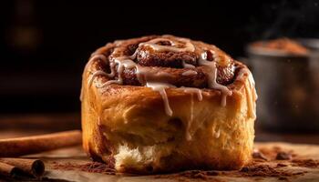 fraîchement cuit sucré petits pains avec fusion Chocolat généré par ai photo