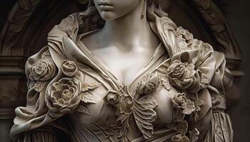 élégant sculpture de femelle royalties dans classique robe généré par ai photo