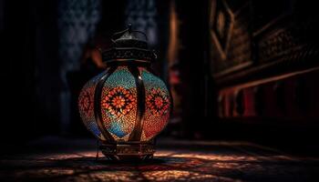 Ramadan lanterne brille brillamment, embrassement vieux des cultures généré par ai photo
