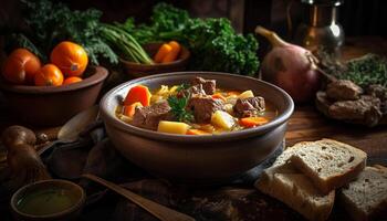 Frais des légumes et Viande cuit à la perfection généré par ai photo