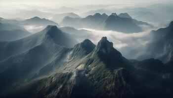 majestueux Montagne intervalle révèle tranquille lever du soleil beauté généré par ai photo