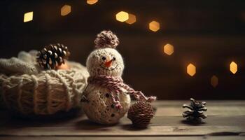 flocon de neige tricoter jouet apporte bonheur à Accueil décor généré par ai photo