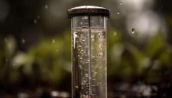 Frais vert goutte de pluie sur feuille capture été essence généré par ai photo