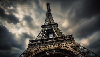 Eiffel la tour majestueusement des stands comme symbole pour romance généré par ai photo