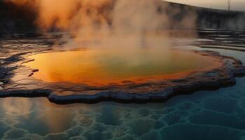 majestueux chaud ressorts, ébullition beauté dans la nature généré par ai photo