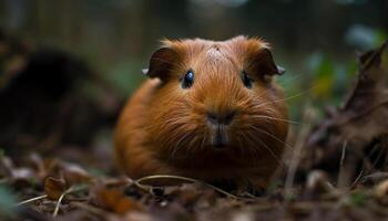 mignonne Guinée porc grignoter sur herbe en plein air généré par ai photo