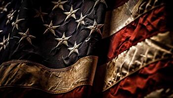 brillant or rayé soie américain drapeau symbole généré par ai photo