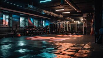les athlètes exercice dans moderne santé club Gym généré par ai photo