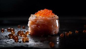 des cultures entrer en collision comme Sushi se rencontre Fruit de mer luxe généré par ai photo