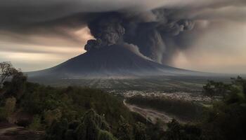 majestueux Montagne de pointe éclate, création spectaculaire ciel généré par ai photo