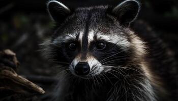 duveteux petit canin séance dans le forêt généré par ai photo