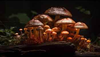 Frais mouche agaric champignon, beauté dans la nature généré par ai photo