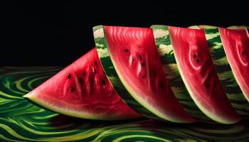 juteux pastèque tranche une rafraîchissant été casse-croûte généré par ai photo