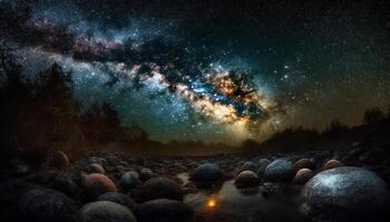 laiteux façon galaxie illumine nuit ciel mystère généré par ai photo