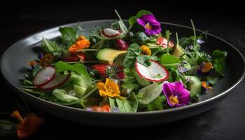 frais, en bonne santé apéritif bol avec biologique des légumes généré par ai photo