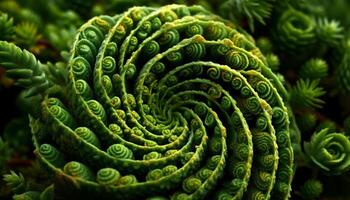 vert sous-marin usine, en spirale tentacule décoration, vibrant vitalité généré par ai photo