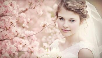 célébrer l'amour avec une magnifique bouquet en plein air généré par ai photo