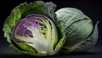 Frais biologique salade légumes, chou frisé, et radicchio généré par ai photo