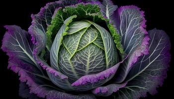 Frais en bonne santé salade de violet et vert chou généré par ai photo