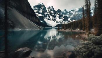 tranquille scène de majestueux Montagne intervalle réflexion généré par ai photo