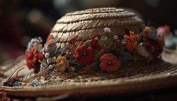 tissé paille Chapeaux traditionnel asiatique souvenirs généré par ai photo