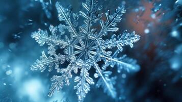 macro magnifique flocons de neige Contexte. illustration ai génératif photo