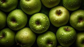 une lot de Frais vert pommes sans couture Contexte ai généré photo