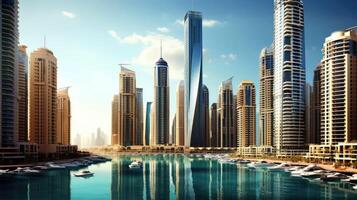 Dubai Marina symbole de Jumeirah plage et le ville de Dubai, uni arabe émirats génératif ai variation 3 photo