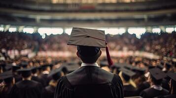 retour de diplômés dans le milieu de l'obtention du diplôme à collège. Créatif Ressource, ai généré photo