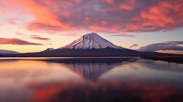 le coucher du soleil voir de le bien de magma. ai généré photo