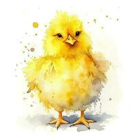 mignonne aquarelle Jaune poulet. illustration ai génératif photo